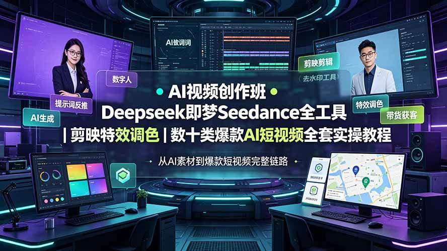 (19454期)AI视频创作班◆Deepseek即梦Seedance全工具|剪映特效调色|数十类爆款AI短视频全套实操教程-离锋创库
