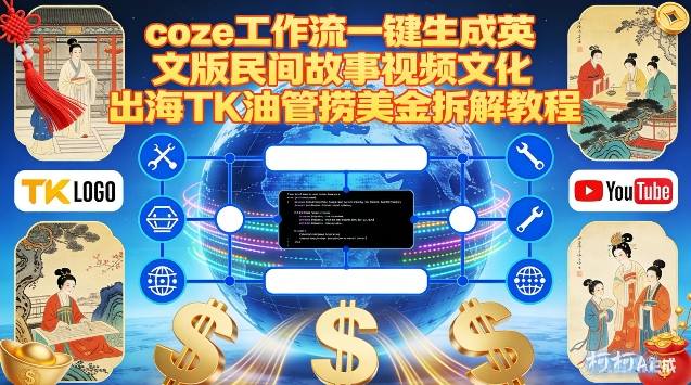 Coze扣子工作流一键生成英文版民间故事视频，文化出海TK油管捞美金拆解教程-离锋创库