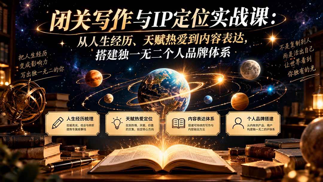 （20634期）闭关写作与IP定位实战课：从人生经历、天赋热爱到内容表达，搭建独一无二个人品牌体系-离锋创库