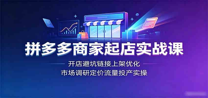 拼多多商家起店实战课:开店避坑链接上架优化,市场调研定价流量投产实操-离锋创库