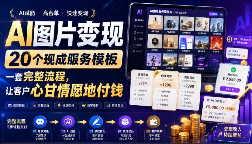 （19395期）AI图片变现，20个现成服务模板，一套完整流程，让客户心甘情愿地付钱【原创双语字幕】-离锋创库