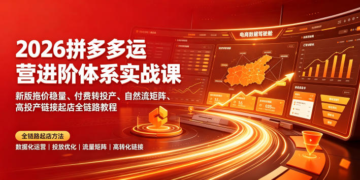 2026拼多多运营进阶体系实战课|新版拖价稳量、付费转投产、自然流矩阵、高投产链接起店全链路教程-离锋创库