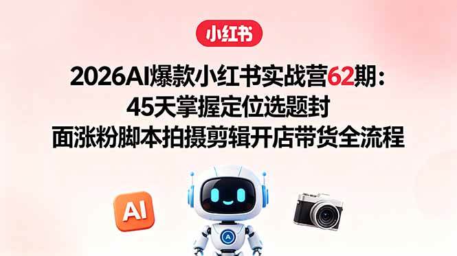 （18606期）2026AI爆款小红书实战营62期：45天掌握定位选题封面涨粉脚本拍摄剪辑开店带货全流程-离锋创库