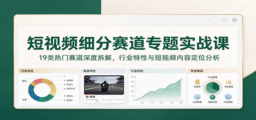 短视频细分赛道专题实战课:19类热门赛道深度拆解,行业特性与短视频内容定位分析-离锋创库
