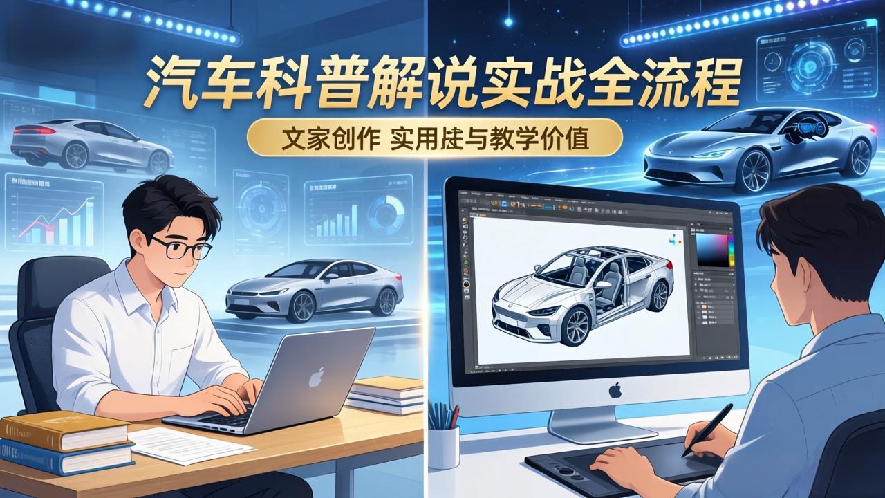 抖音汽车科普解说实战：文案+动画+画面处理+去水印全流程，打造专业汽车科普视频-离锋创库