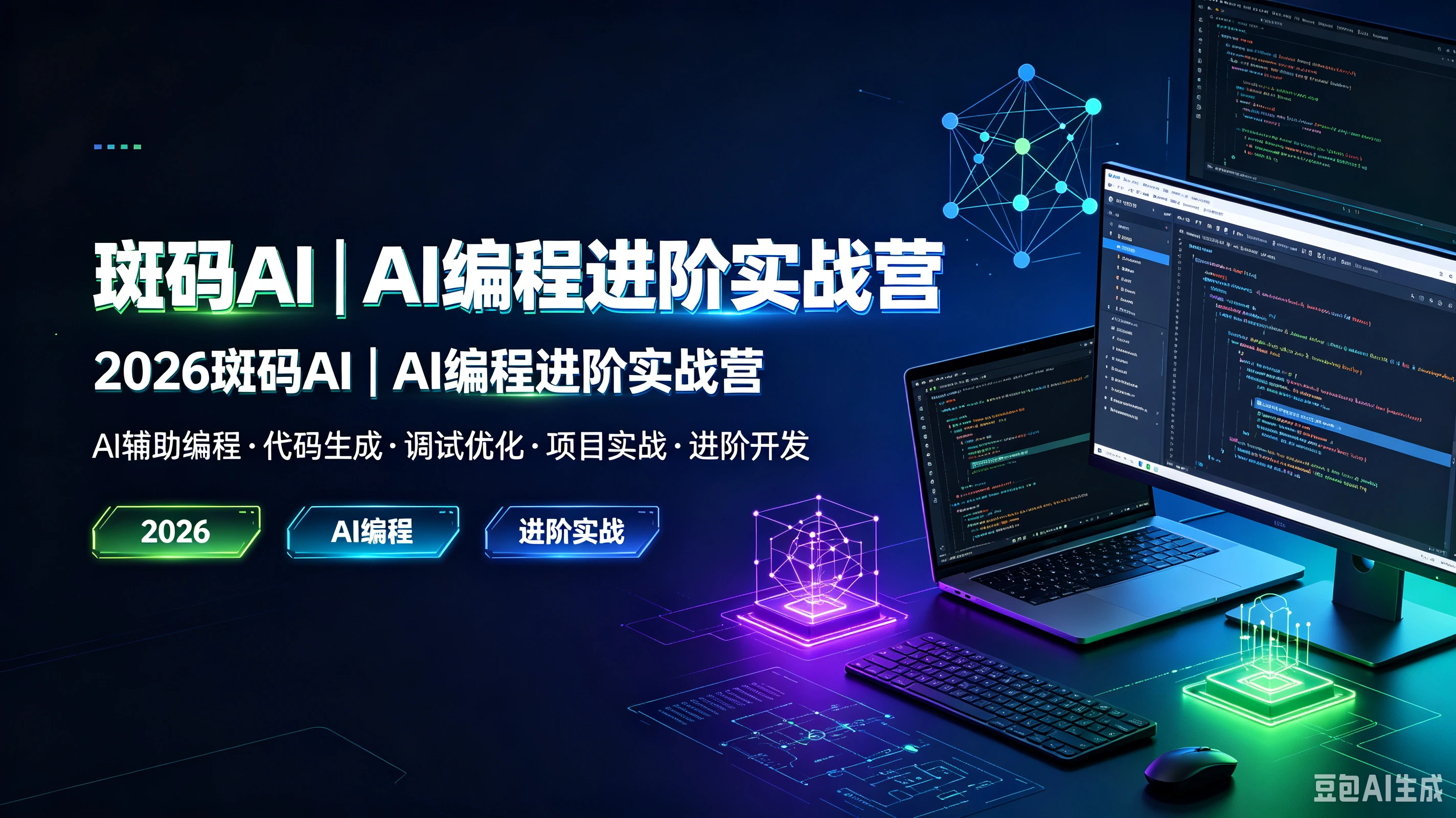 【精】斑码AI|AI编程进阶实战营，2026斑码AI|AI编程进阶实战营，AI辅助编程、代码生成、调试优化、项目实战、进阶开发-离锋创库