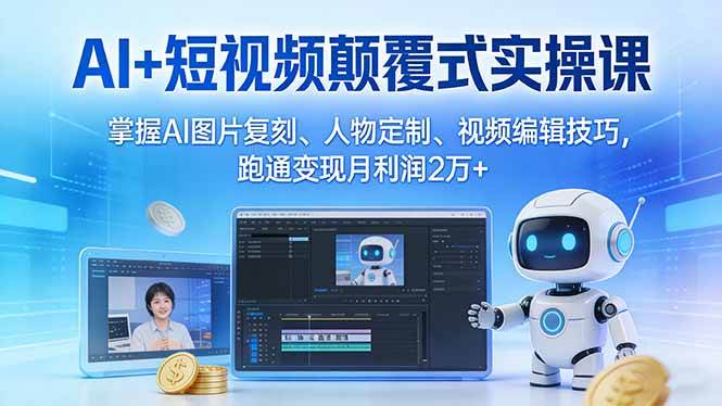 （17454期）AI+短视频颠覆式实操课：掌握AI图片复刻、人物定制、视频编辑技巧，跑通变现月利润2万+-离锋创库