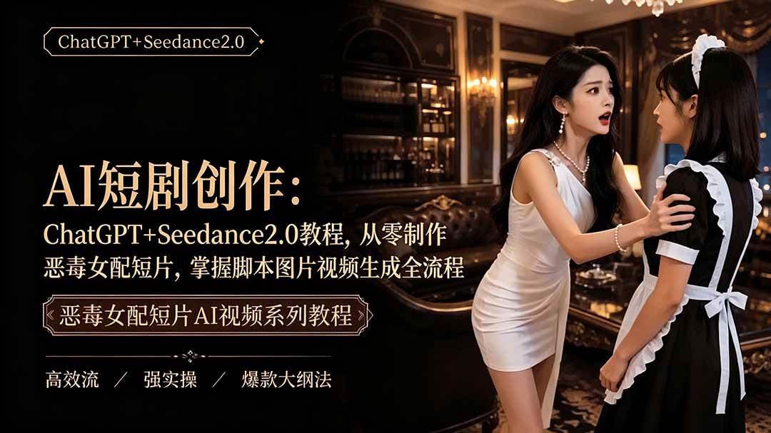 (19545期)AI短剧创作:ChatGPT+Seedance2.0教程,从零制作恶毒女配短片,掌握脚本图片视频生成全流程-离锋创库