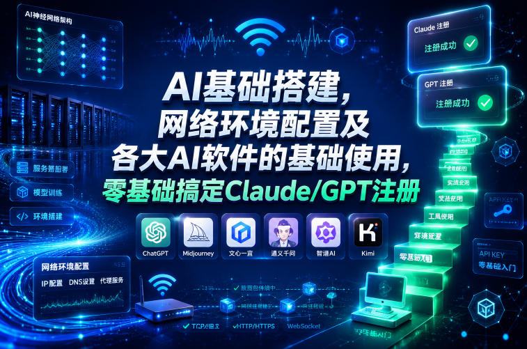AI基础搭建，网络环境配置及各大AI软件的基础使用，零基础搞定Claude/GPT注册-离锋创库