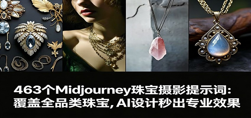 463个Midjourney珠宝摄影提示词：覆盖全品类珠宝，AI设计秒出专业效果-离锋创库