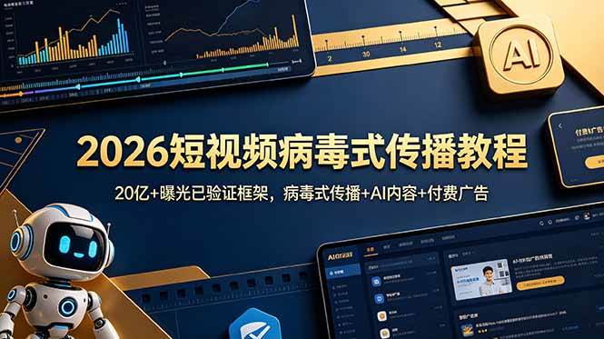 (18986期)2026短视频病毒式传播教程:20亿+曝光已验证框架,病毒式传播+AI内容+付费广告-离锋创库