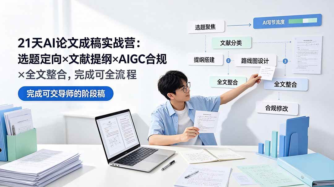 （19334期）21天AI论文成稿实战营：选题定向×文献提纲×AIGC合规×全文整合，完成可交导师的阶段稿-离锋创库