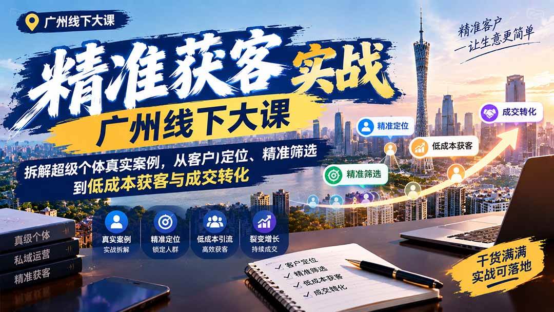 (20820期)精准获客实战广州线下大课:拆解超级个体真实案例,从客户定位、精准筛选到低成本获客与成交转化-离锋创库