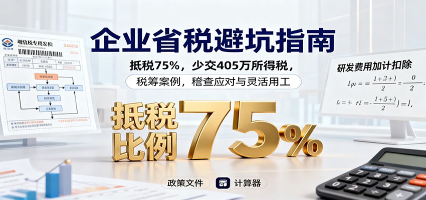 企业省税避坑指南:抵税75%,少交405万所得税,税筹案例,稽查应对与灵活用工-离锋创库