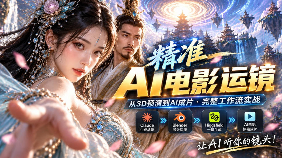 AI视频终于能精准运镜了！Claude+Blender+Higgsfield免费插件实测-离锋创库