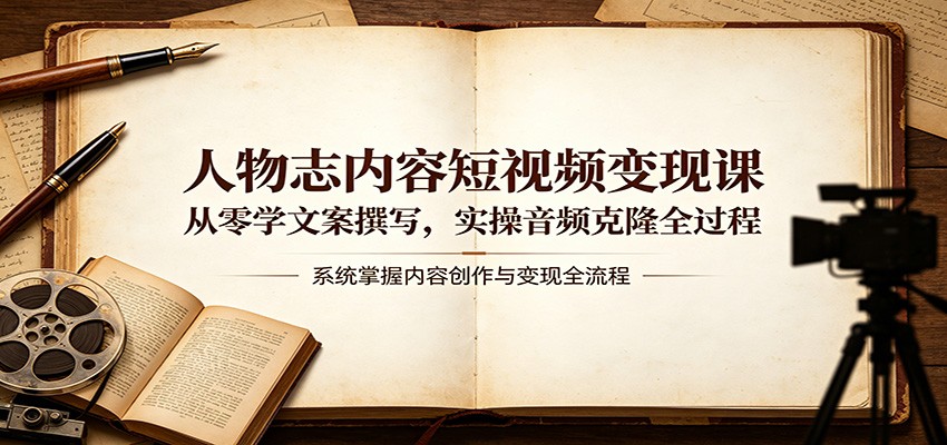 人物志内容短视频变现课：从零学文案撰写，实操音频克隆全过程-离锋创库