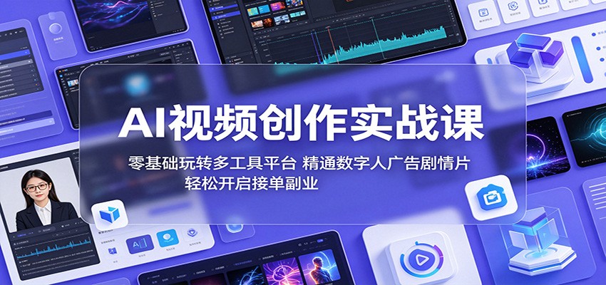 AI视频创作实战课:零基础玩转多工具平台,精通数字人广告、剧情片,轻松开启接单副业-离锋创库