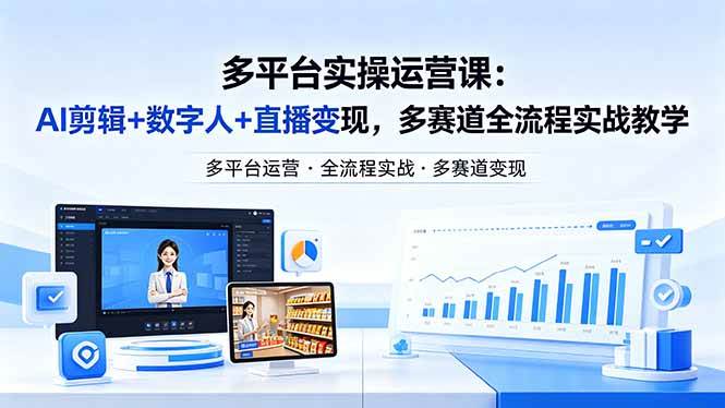 （18193期）某团队多平台实操运营课-更新26年4月25：AI剪辑+数字人+直播变现，多赛道全流程实战教学-离锋创库