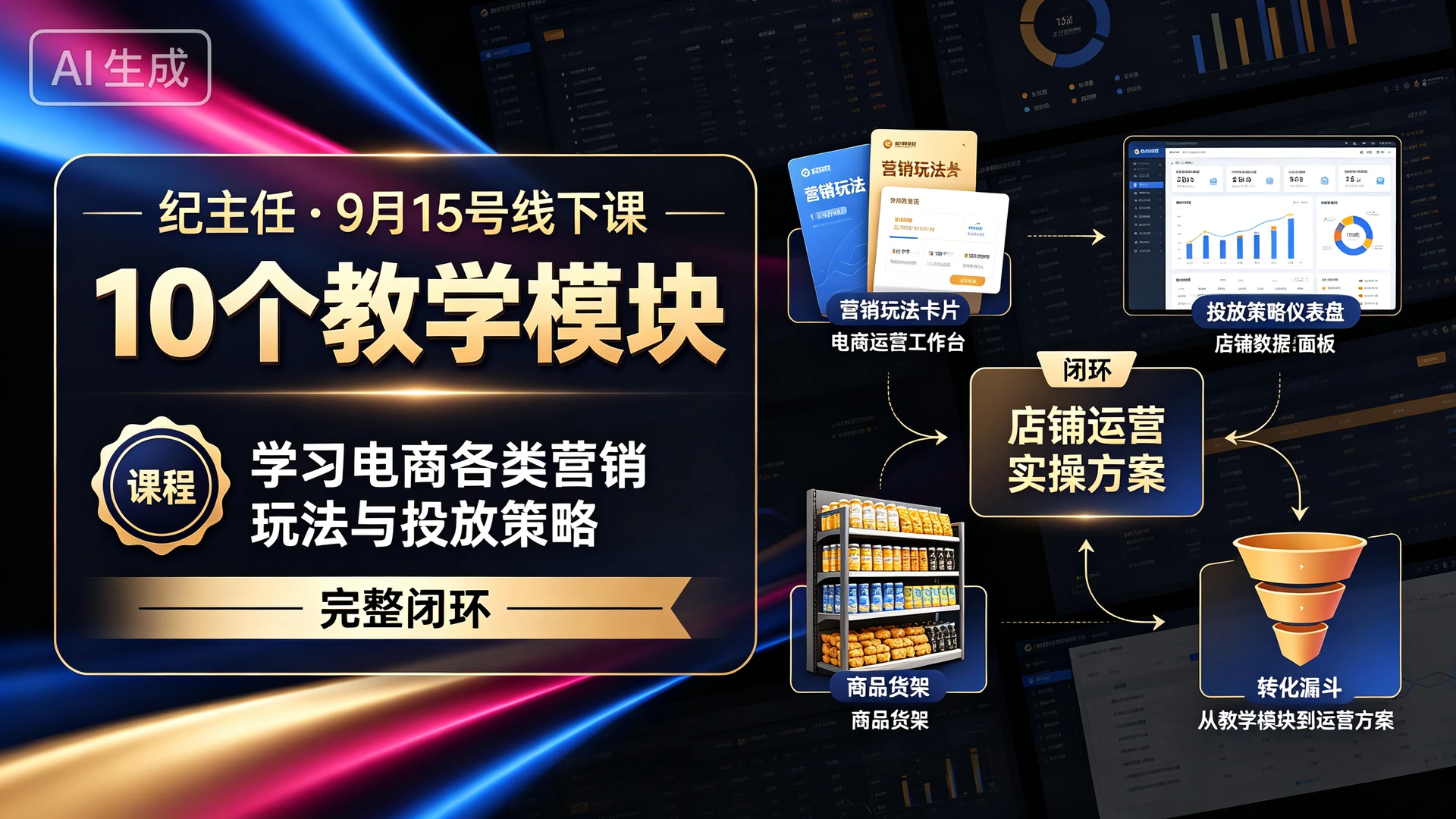 【精】纪主任・9月15号线下课,带你通过10个教学模块学习电商各类营销玩法与投放策略,掌握店铺运营实操方案的完整闭环 【精】纪主任・9月15号线下课,带你通过10个教学模块学习电商各类营销玩法与投放策略,掌握店铺运营实操方案的完整闭环