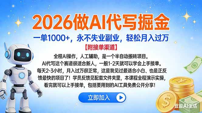 （16924期）2026做AI代写掘金，一单1000+，永不失业副业，轻松月入过万-离锋创库