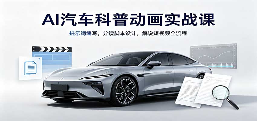 AI汽车科普动画实战课：提示词编写，分镜脚本设计，解说短视频全流程-离锋创库