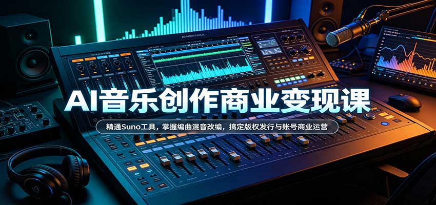 AI音乐创作商业变现课：精通Suno工具，掌握编曲混音改编，搞定版权发行与账号商业运营-离锋创库