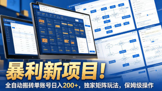 暴利新项目!全自动搬砖单账号日入200+,独家矩阵玩法,保姆级操作【揭秘】-离锋创库