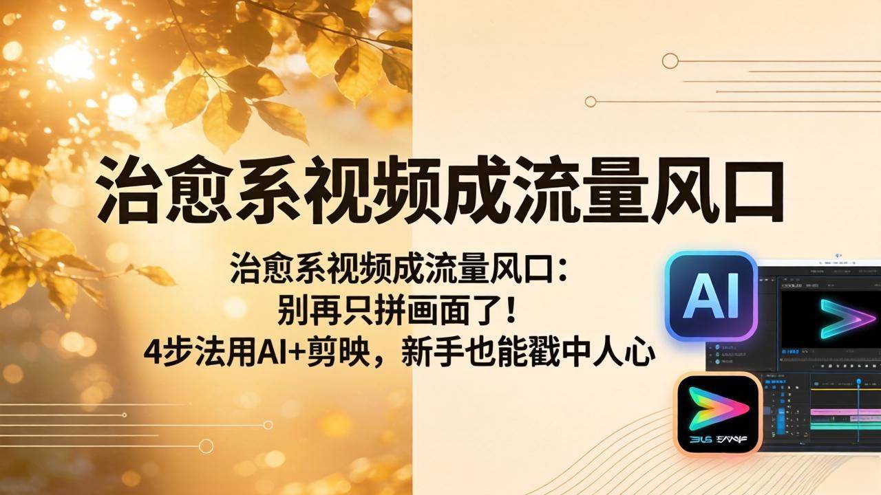 （18219期）治愈系视频成流量风口：别再只拼画面了！4步法用AI+剪映，新手也能戳中人心-离锋创库