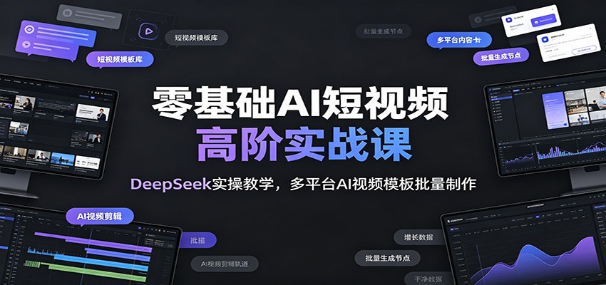 零基础AI短视频高阶实战课:DeepSeek实操教学,多平台AI视频模板批量制作-离锋创库