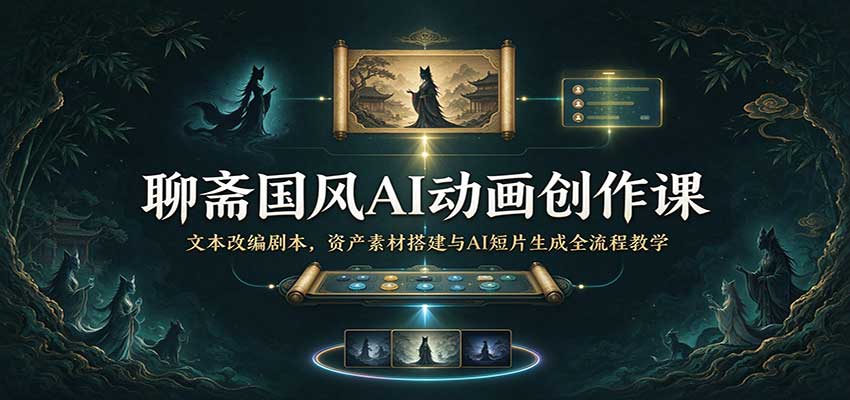 聊斋国风AI动画创作课:文本改编剧本,资产素材搭建与AI短片生成全流程教学-离锋创库
