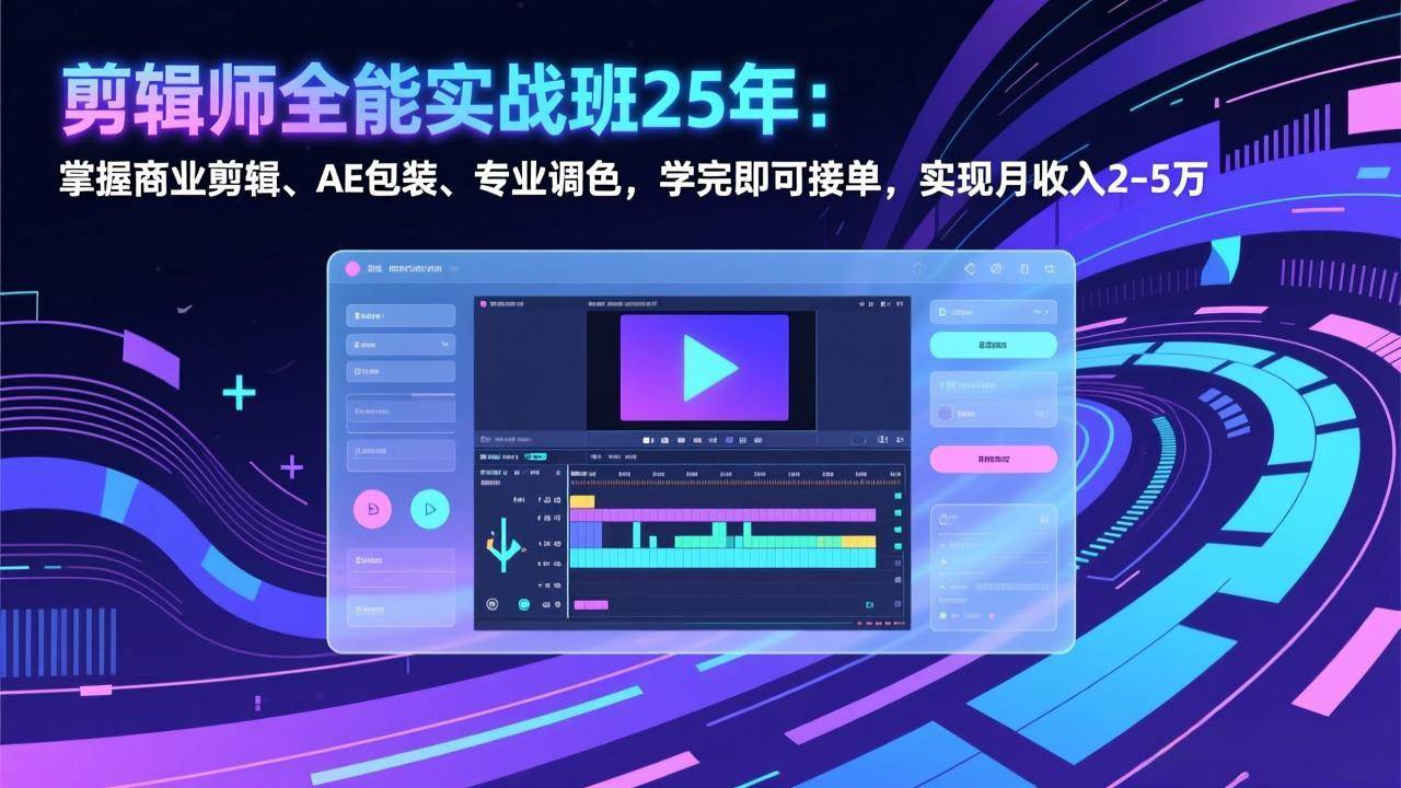 （17294期）剪辑师全能实战班25年：掌握商业剪辑、AE包装、专业调色，学完即可接单，实现月收入2-5万-离锋创库