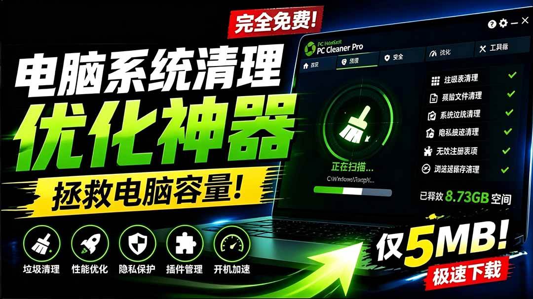 （19282期）轻松吊打Win系统自带工具！电脑清理优化神器，拯救电脑容量，仅5MB，完全免费使用 PC Cleaner Pro-离锋创库