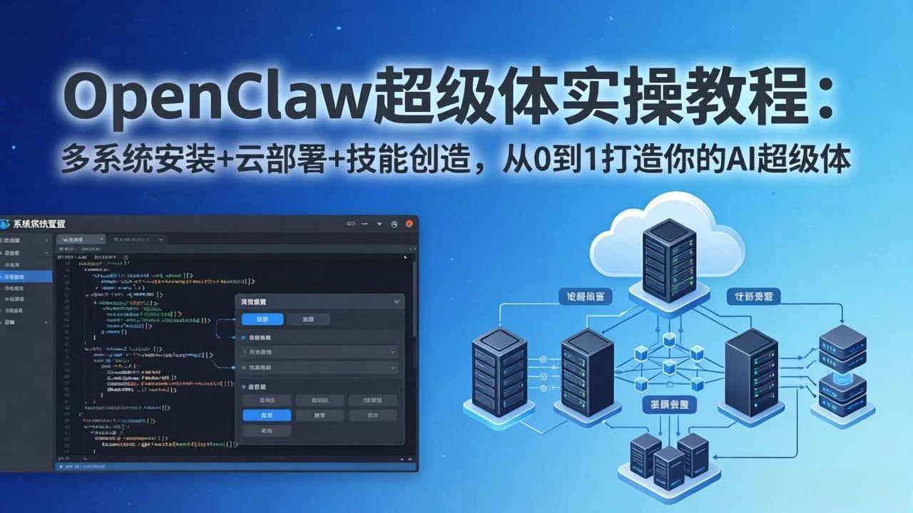 【精】OpenClaw-小龙虾 AI超级体实战指南：多系统安装+云部署+技能创造，从0到1构建你的被动收入项目-离锋创库