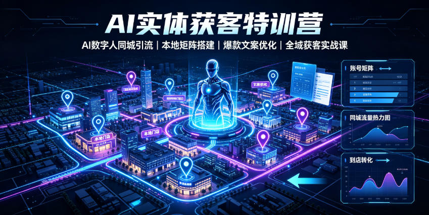 AI实体获客特训营|AI数字人同城引流、本地矩阵搭建、爆款文案优化全域获客实战课-离锋创库
