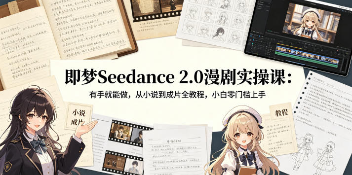 【精】即梦Seedance 2.0漫剧实操课:有手就能做,从小说到成片全教程,小白零门槛上手-离锋创库