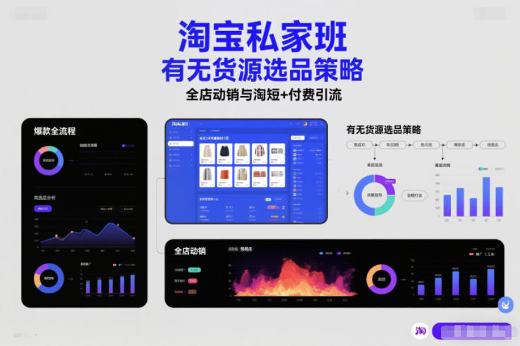 淘宝私家班，有无货源选品策略，高成功率爆款全流程打法，全店动销与淘短+付费引流（更新2026年4月18日）-离锋创库