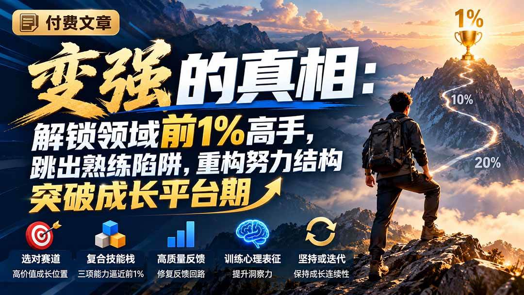 （21042期）付费文章：变强的真相：解锁领域前1%高手，跳出熟练陷阱，重构努力结构突破成长平台期