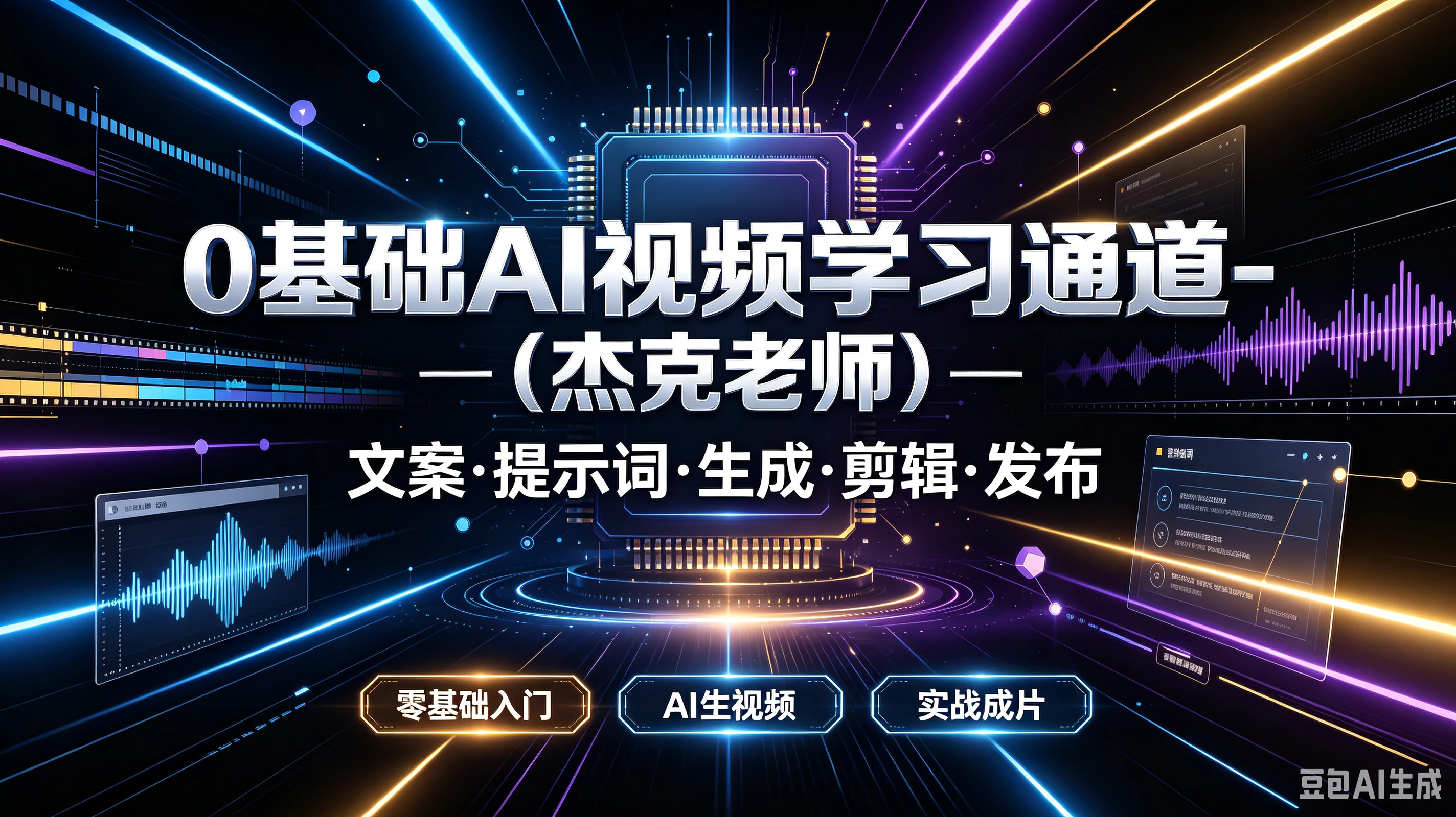 【精】O基础AI视频学习通道一(杰克老师)一文案·提示词·生成·剪辑·发布,零基础入门、AI生视频、实战成片-离锋创库