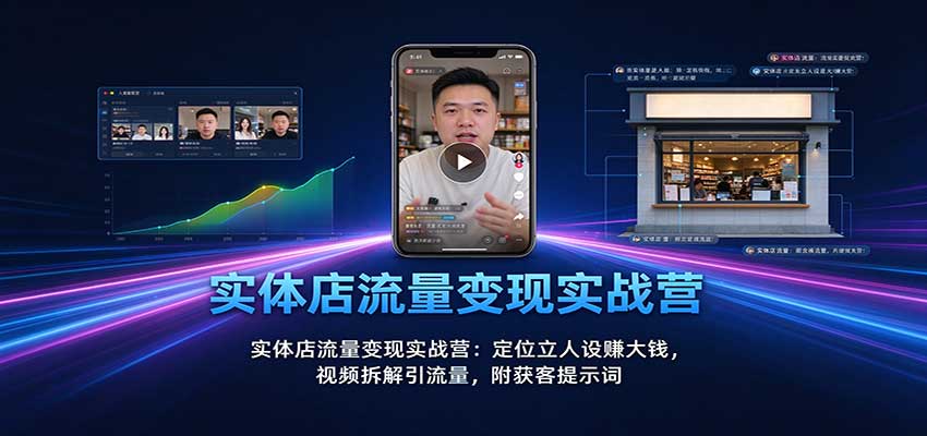 实体店流量变现实战营:定位立人设赚大钱,视频拆解引流量,附获客提示词-离锋创库
