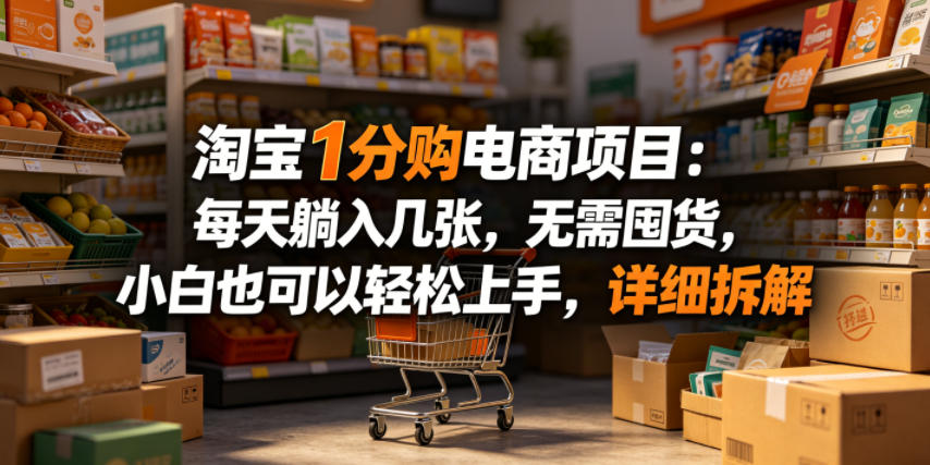 淘宝1分购电商项目：每天躺入几张，无需囤货，小白也可以轻松上手，详细拆解-离锋创库