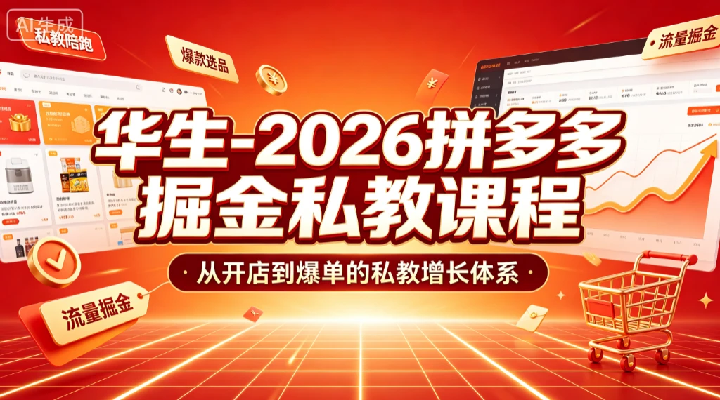 【精】华生-2026拼多多掘金私教课程，从开店到爆单的私教增长体系（更新26年7月）-离锋创库