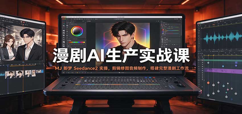 漫剧AI生产实战课：MJ 即梦 Seedance2 实操，剪辑修图音频制作，搭建完整漫剧工作流-离锋创库