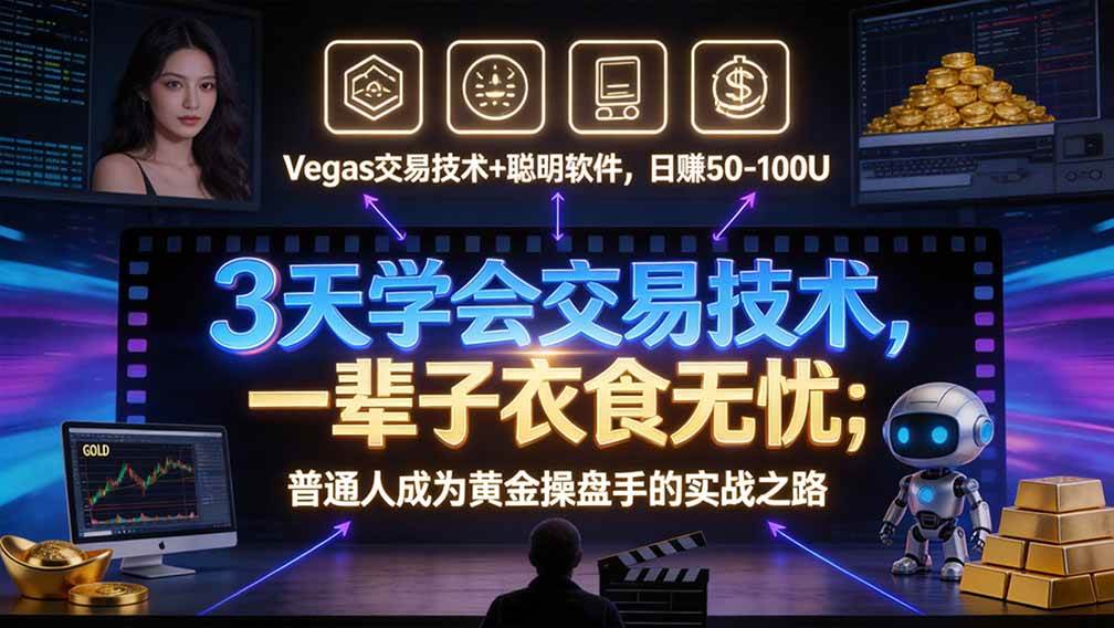 （20841期）“顺势而为交易系统”3天学会交易技术，聪明软件辅助，小白也能看懂趋势交易，日入30-100U,长期稳定-离锋创库