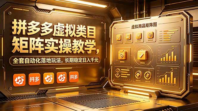(18847期)拼多多虚拟类目矩阵实操教学,全套自动化落地玩法,长期稳定日入千元-离锋创库