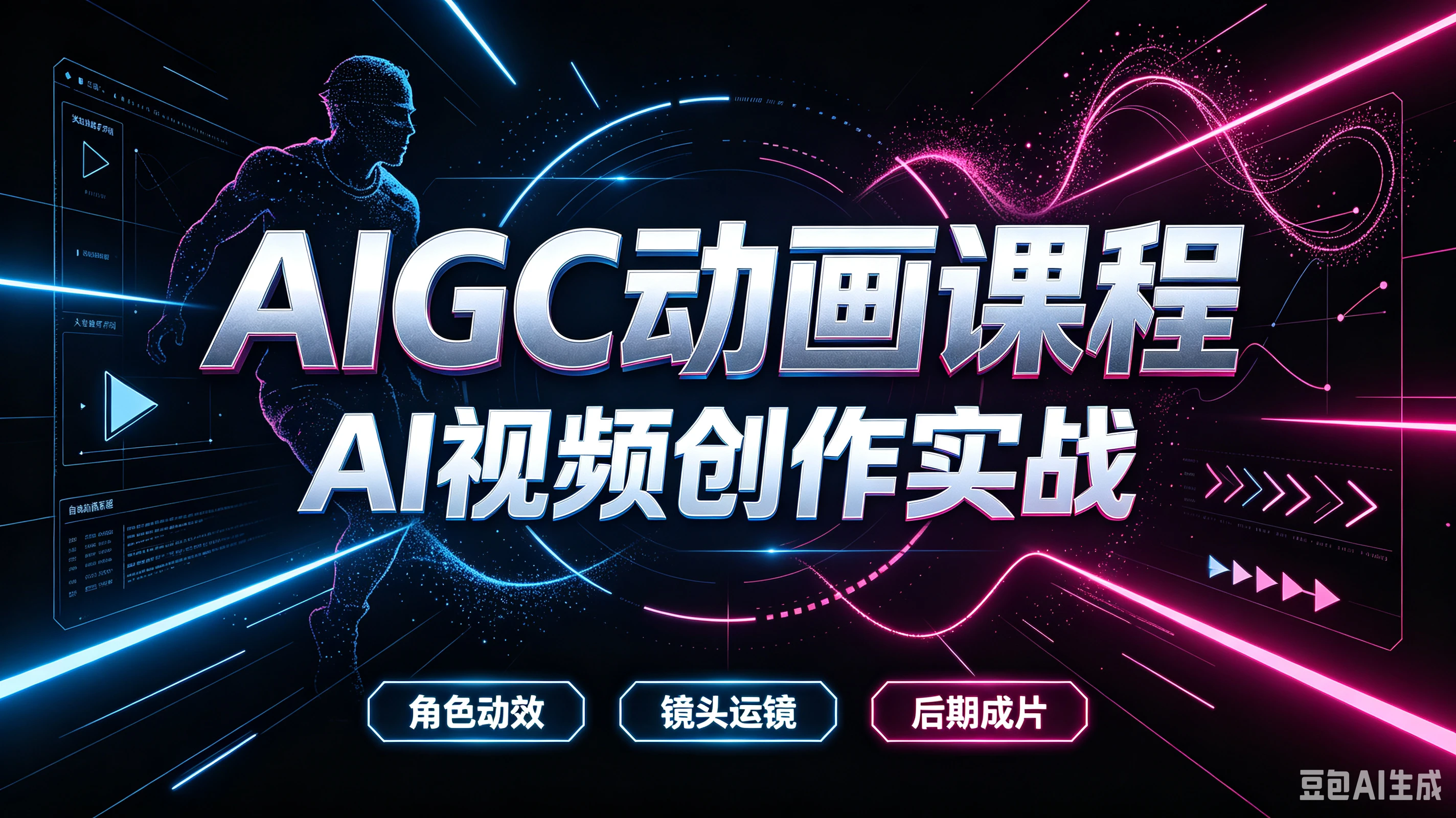 【精】AIGC动画课程，AI视频创作实战，角色动效、镜头运镜、后期成片-离锋创库