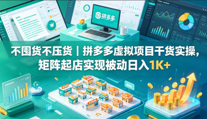 不囤货不压货｜拼多多虚拟项目干货实操，矩阵起店实现被动日入1K+【揭秘】-离锋创库