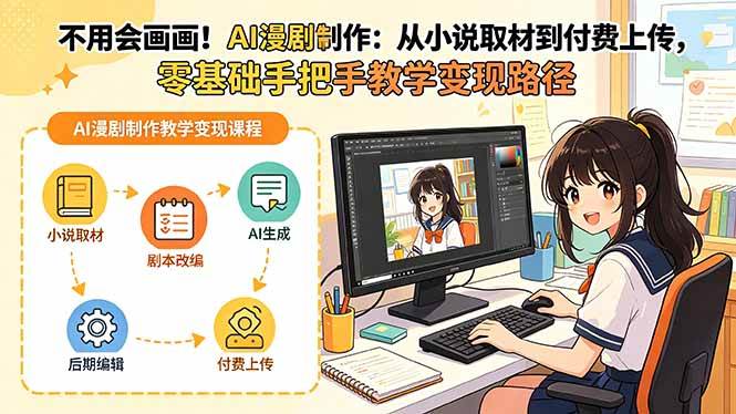 (19429期)不用会画画!AI漫剧制作:从小说取材到付费上传,零基础手把手教学变现路径(更新)-离锋创库