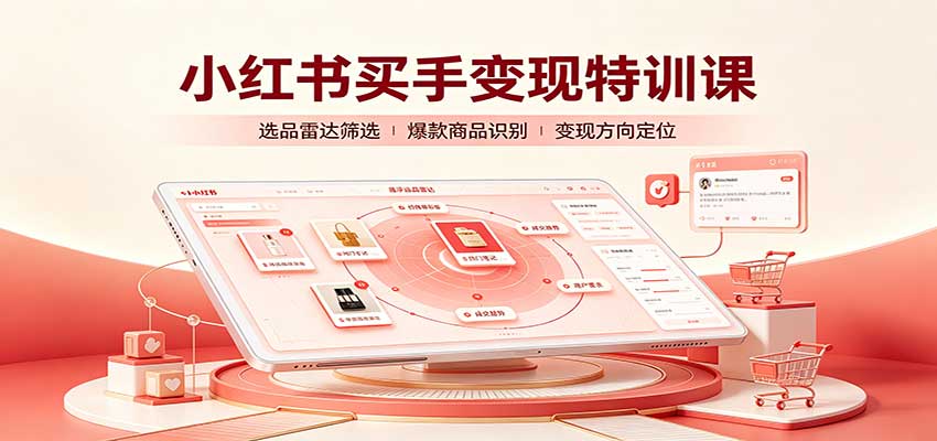 小红书买手变现特训课：账号定位养号起号，选品挂车，笔记标题封面全套教学-离锋创库