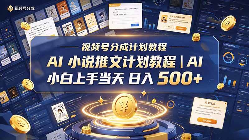 (20937期)最新视频号分成计划教程|AI 小说推文,小白上手当天日入 500+-离锋创库