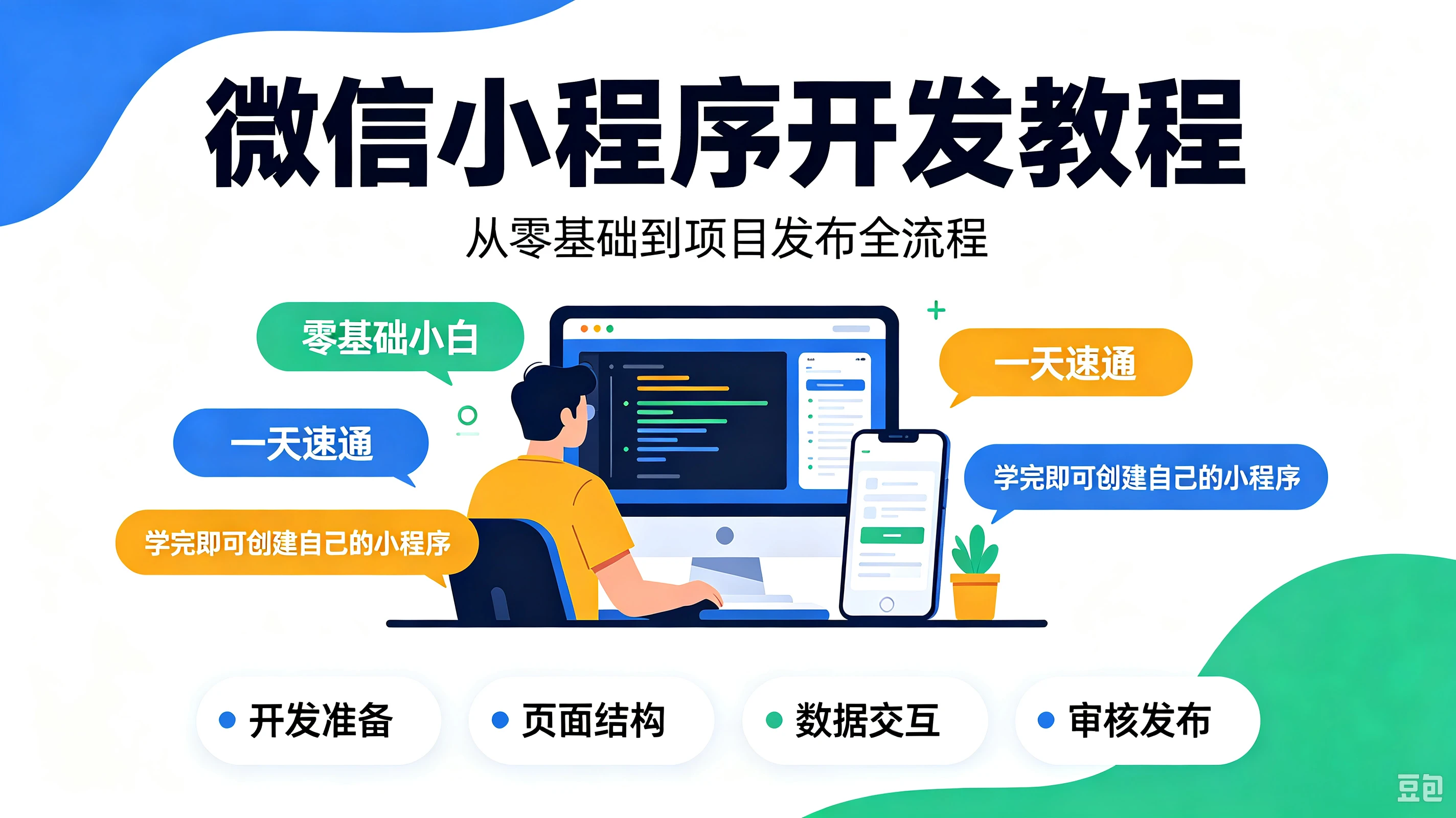 【精】微信小程序开发教程，真正适合零基础小白的微信小程序实战课程，从零基础到项目发布全流程，带你一天速通微信小程序，学完即可创建属于自己的小程序！-离锋创库